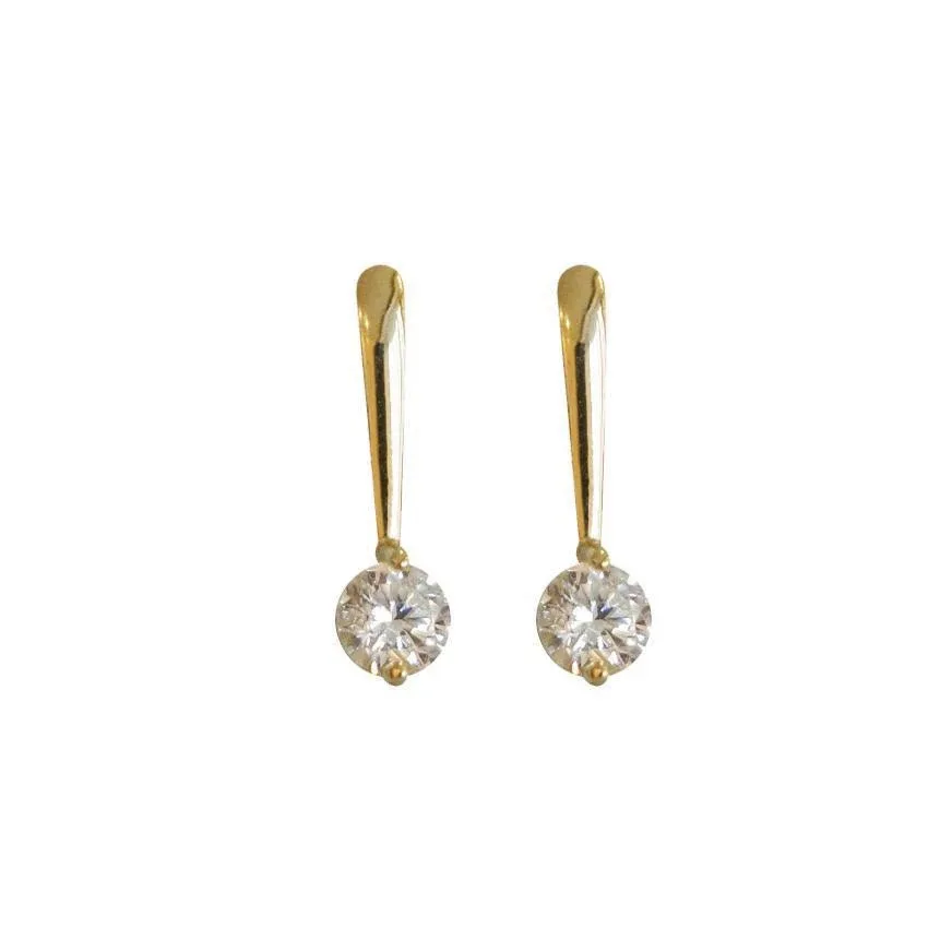 14k Gold Plating Sparkling Zircon Simple Geometry Earrings 925 Sterling Silver Cz Wedding Earrings Jewelry