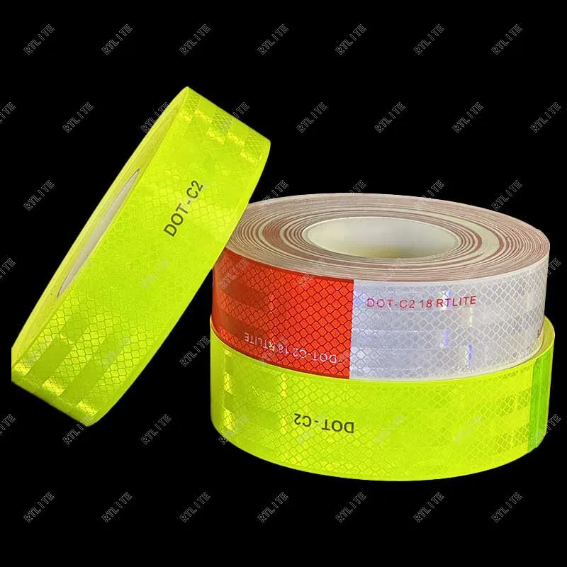 10 Years Certified 2"x150ft Fluorescent Yellow Red White DOT C2 Adhesive Vehicle Retro Reflective Tape manufacture