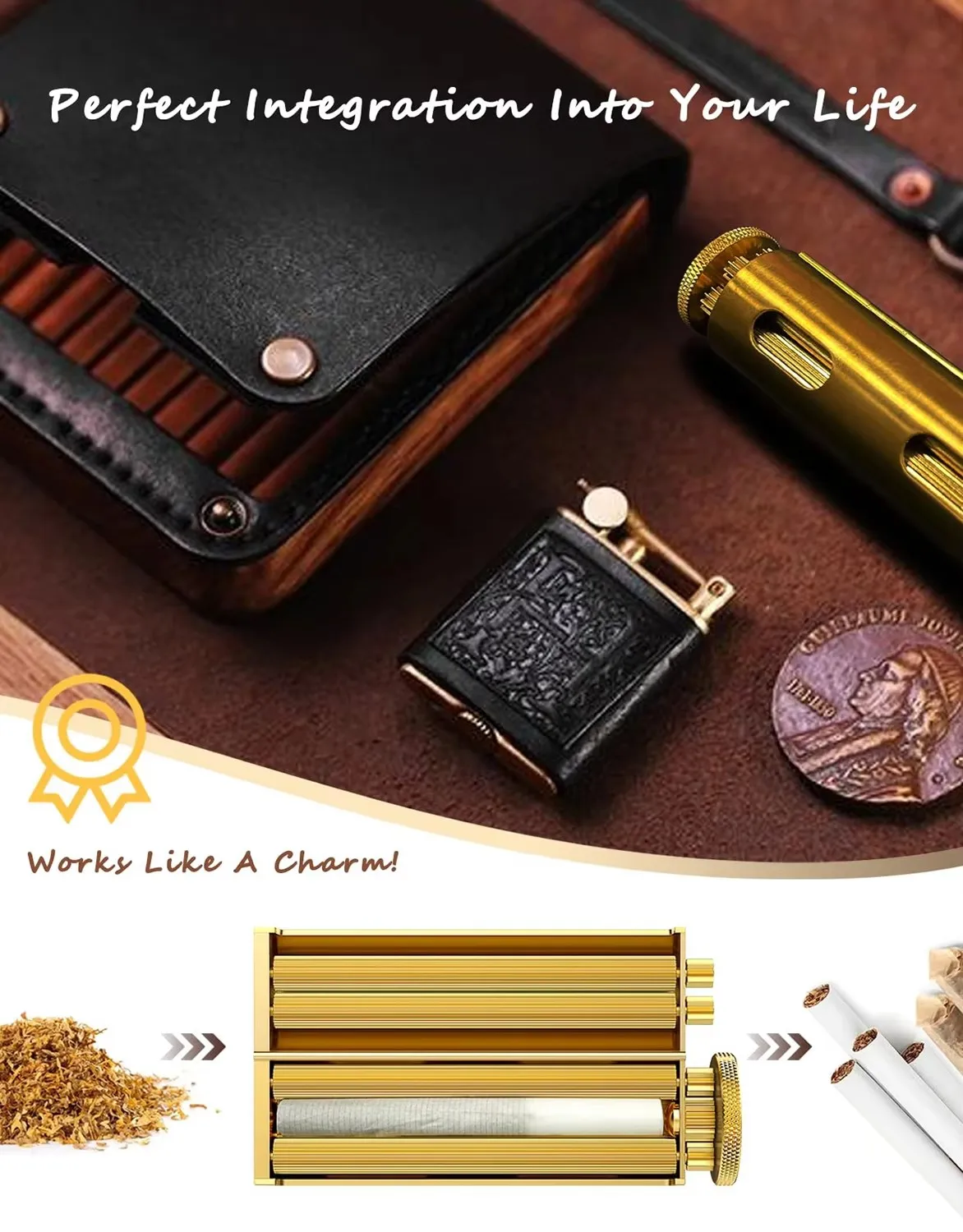 best handmade cigarette rollers Maker Machine Vintage Brass Gear Wheel Rotate Roller Machine New Vintage 6 Bambu Cigarette