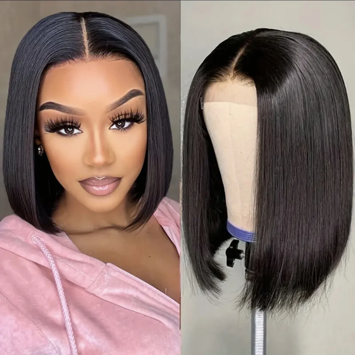 Glueless Human Hair Bob Wig 10 Inch Brazilian Virgin Hair HD Lace Closure 10 inch Body Wave Bob Wig Human Hair Wavy human Hair with  main image 3