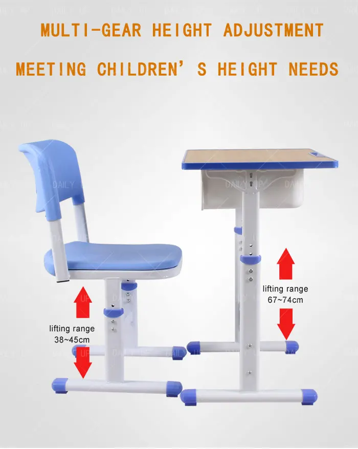 Adjustable Ergonomic Student School Desk And Chair Set Comfortable Single Seat College Primary School Desk And Chair