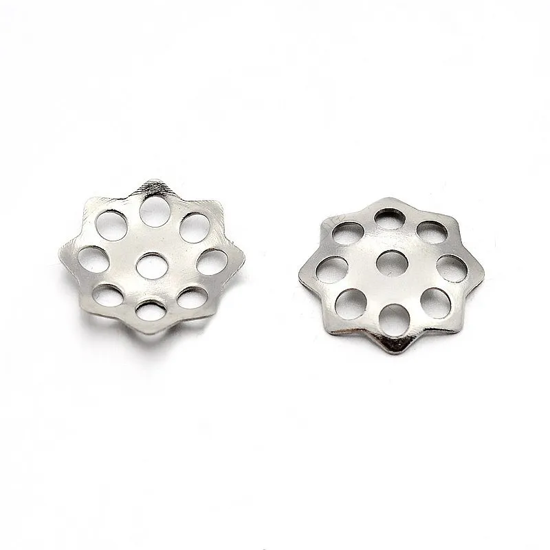 Stainless Steel Flower Bead Caps – 5 Petal – Gold Or Silver – 6-7.9mm Bead Fit