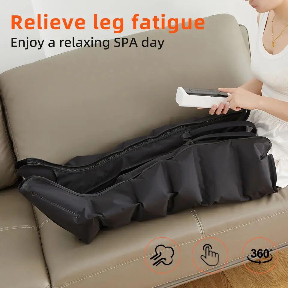 Air Leg Compression Boots Nylon Material Three Gear 15min Timing Athlete Muscle Soreness Pain Relief Compression Massager Black