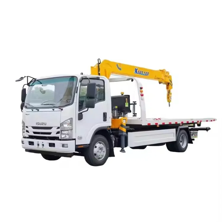 Caminhão Reboque Isuzu 700P com 6 Rodas Euro6 7 Toneladas Plataforma com Guindaste Resgate a Diesel Transmissão Manual Condição Nova Caminhões de Reboque e Reboques