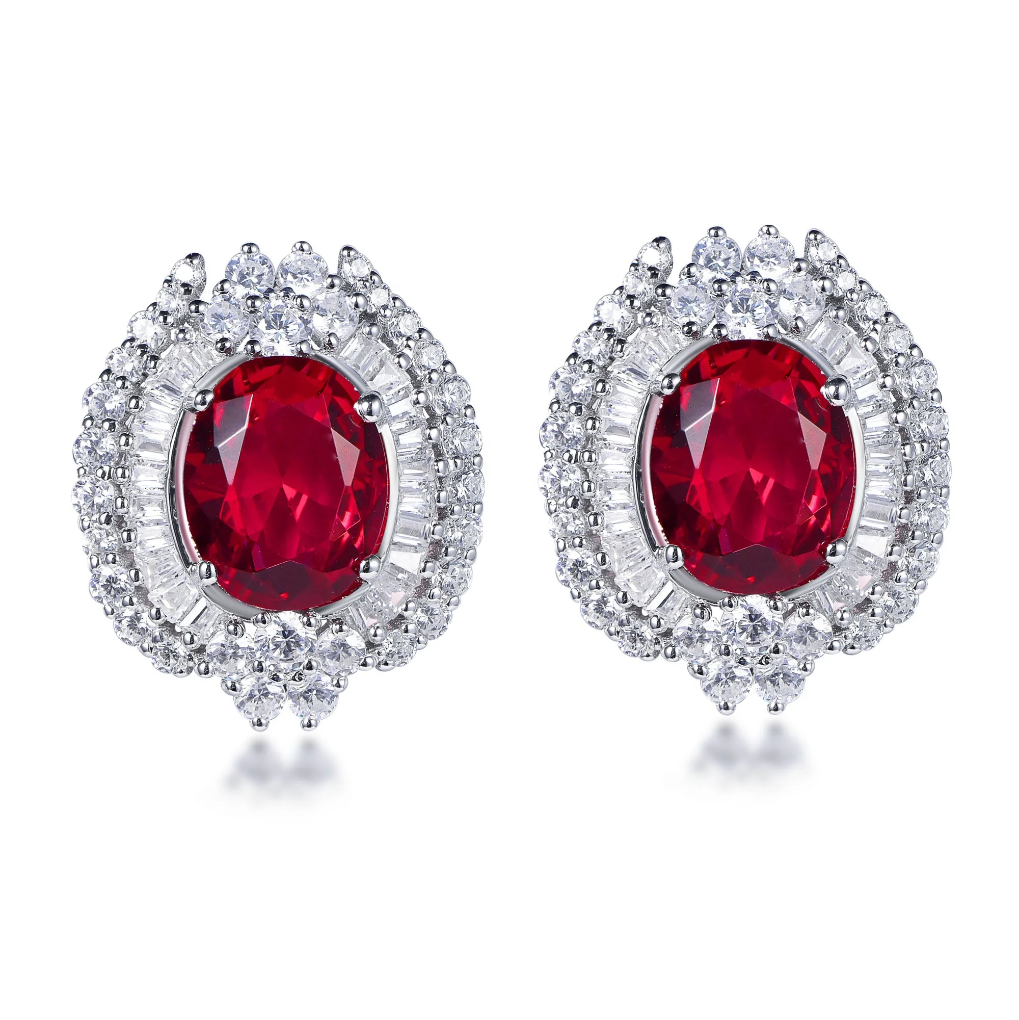 red corundum gemstone fine earrings natural ruby 925 sterling silver stud earrings