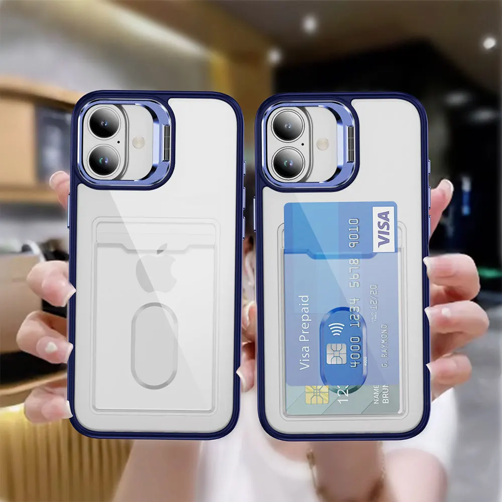 Laudtec Sjk956 Clear Card Phone Case Camera Frame Holder Simple Business Cover Premium Shell For Iphone 16 15 14 13 Plus Pro Max supplier