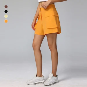 Four Sided Elasticity Ladies Sport High Waist Running Shorts Gym Workout Shorts with Big Pocket for Women Athletic Sports Shorts