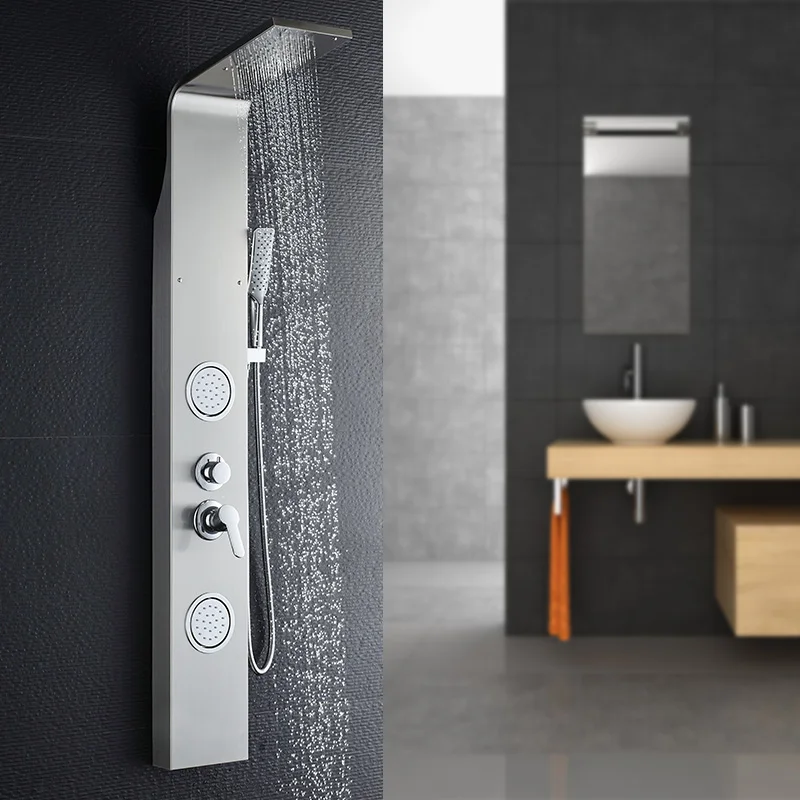 Современный дизайн термостатический смеситель для душа Ванная комната 304 из нержавеющей стали ванной комнаты настенный водопад душевой доска Массажная