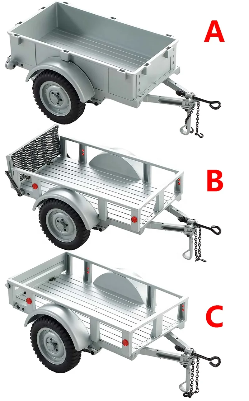FCX18 Land Cruiser 80 Utility Trailer B Silver for RC Cars