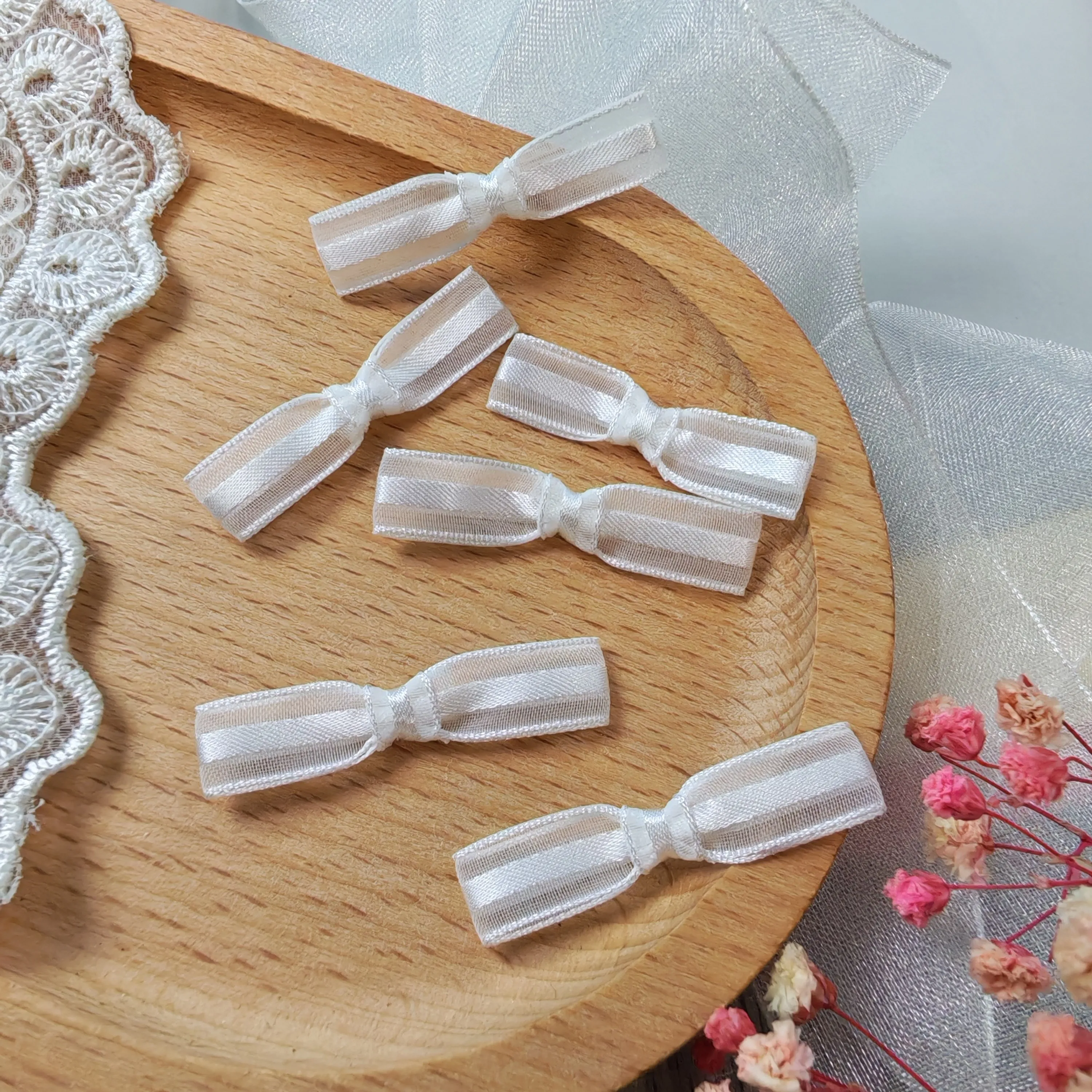 Ribbons 35MM Wide Mini Satin Ribbon Bows With Stripe Edge Tape for ...