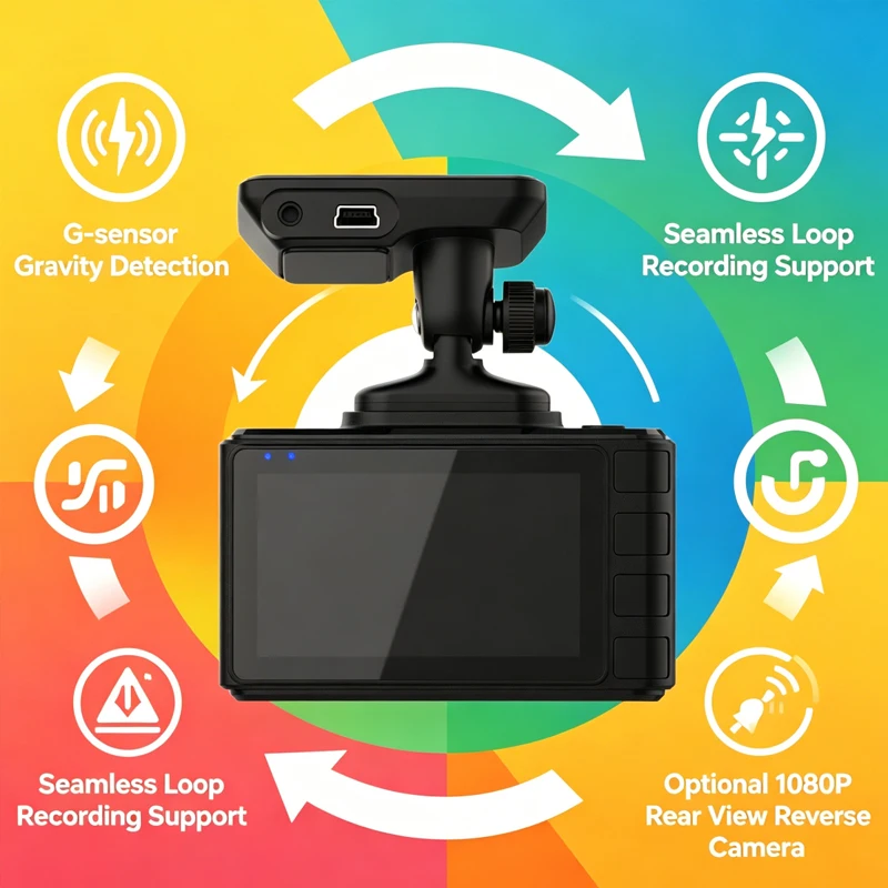VIEVGUARB T6A Dash Cam Loop Recording G-Sensor App Control 1080P GPS Black Box Full HD IPS Screen Dual Lens