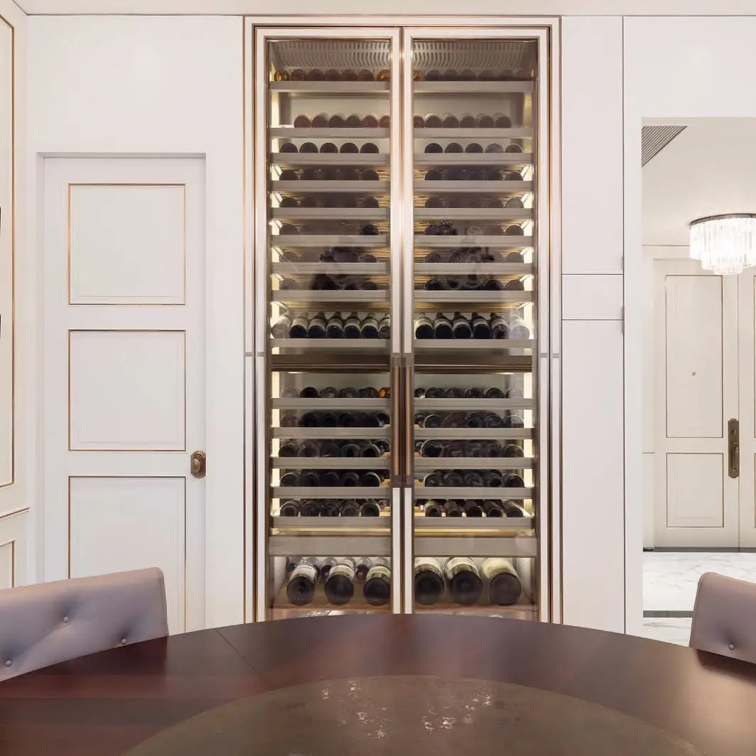 Домашний стеклянный шкаф черный винный из нержавеющей стали 304 витринный со светодиодной