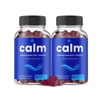 Organic Mood Support Ashwagandha Gummy Supplements Vegan Stress Relief & Calm L-Theanine Gummies Private Label
