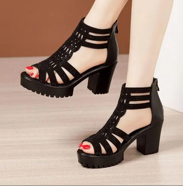 Shop Our Factory Price Lady Platform Sandals with Chunky High Heel
