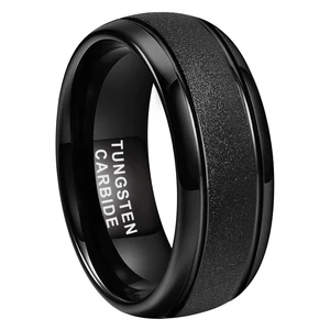 Coolstyle Jewelry Wholesale 6mm 8mm Domed Black Sandblasted Tungsten Carbide Ring for Men Women Fashion Engagement Wedding Band