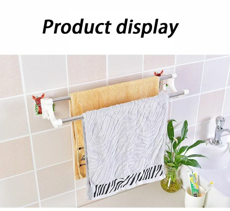 Traceless Double Rod Towel Rack Transparent Strong Double Deck Towel Rack Bathroom Hooks factory