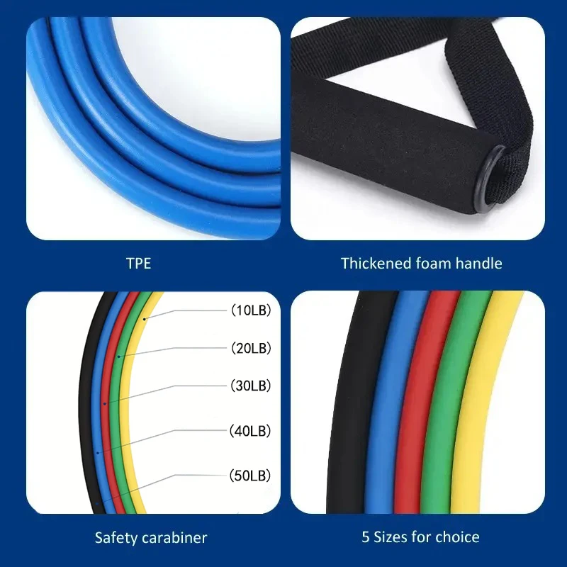 China in Stock EIGFOH Premium Elastic Resistance Bands for Full Body Training Stretching Rehabilitation and Fitness Routines