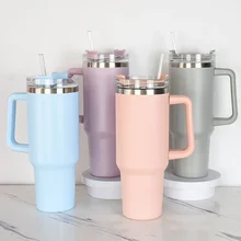 40oz Double Wall 304 Stainless Steel Vacuum Insulated Thermos Tumbler Coffee/Tea/ Beer Tumbler Mug With Handle