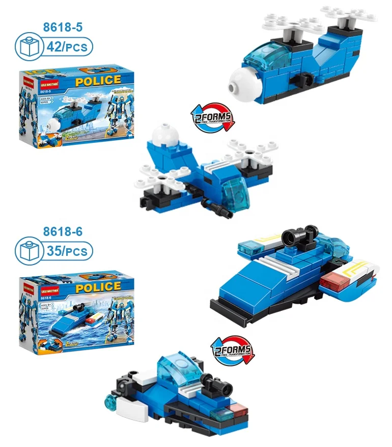 SUPVOX Set De 4 Voitures Et Hélicoptère De Police – Jouets à Assembler, Plastique Solide, éducatif, 3+ Ans