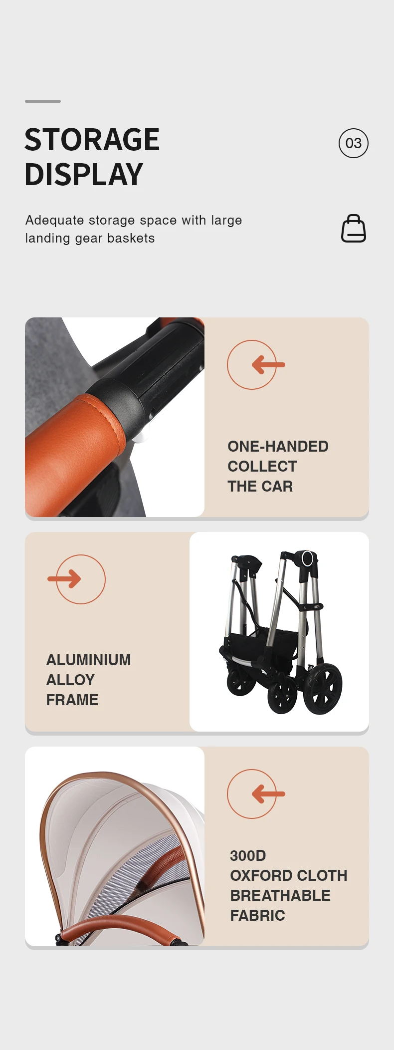 2023 New Upgrade Baby Stroller Car Portable System Luxury Leather 3 In 1 Baby Stroller