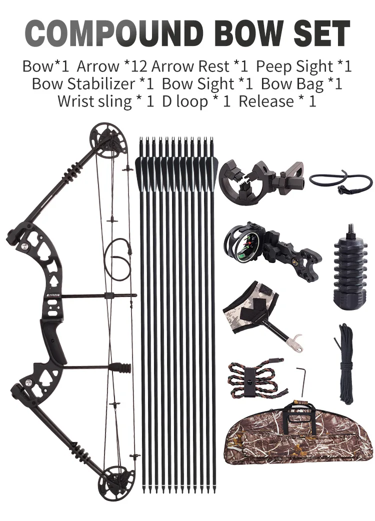 Spg Compound Bow Set 3060 Lbs Adult Outdoor Archery Equipment Sight