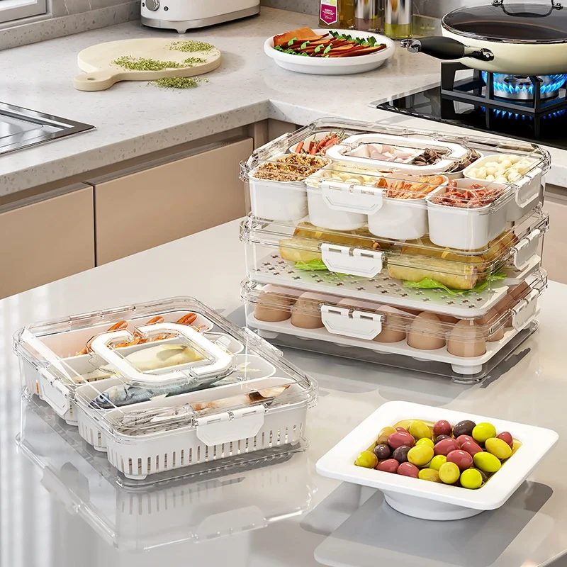 Bosca Stórála Plastach Driomchlaíte do Chuid an Fhreasáin: Dearadh Nua-aimseartha a Shábháilteann Spás, Bosca Dúnta le Haghaidh Bainne, Uibheacha agus Bia Eile, 3–6L