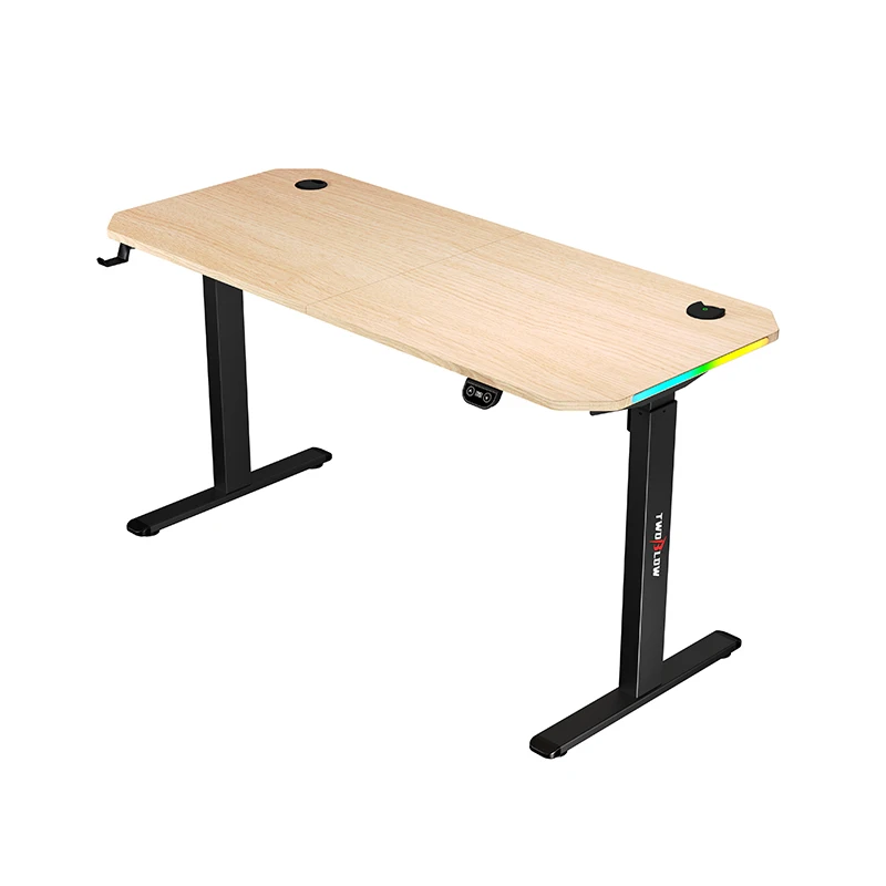 Multifunction Gaming Desk PC Wood Computer Corner Electric Height Adjustable Led Gaming Table for Game Player