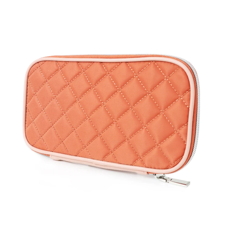 Water Resistant Travel Nylon Makeup Brush Organizer Pouch Quilted Cosmetic Bag