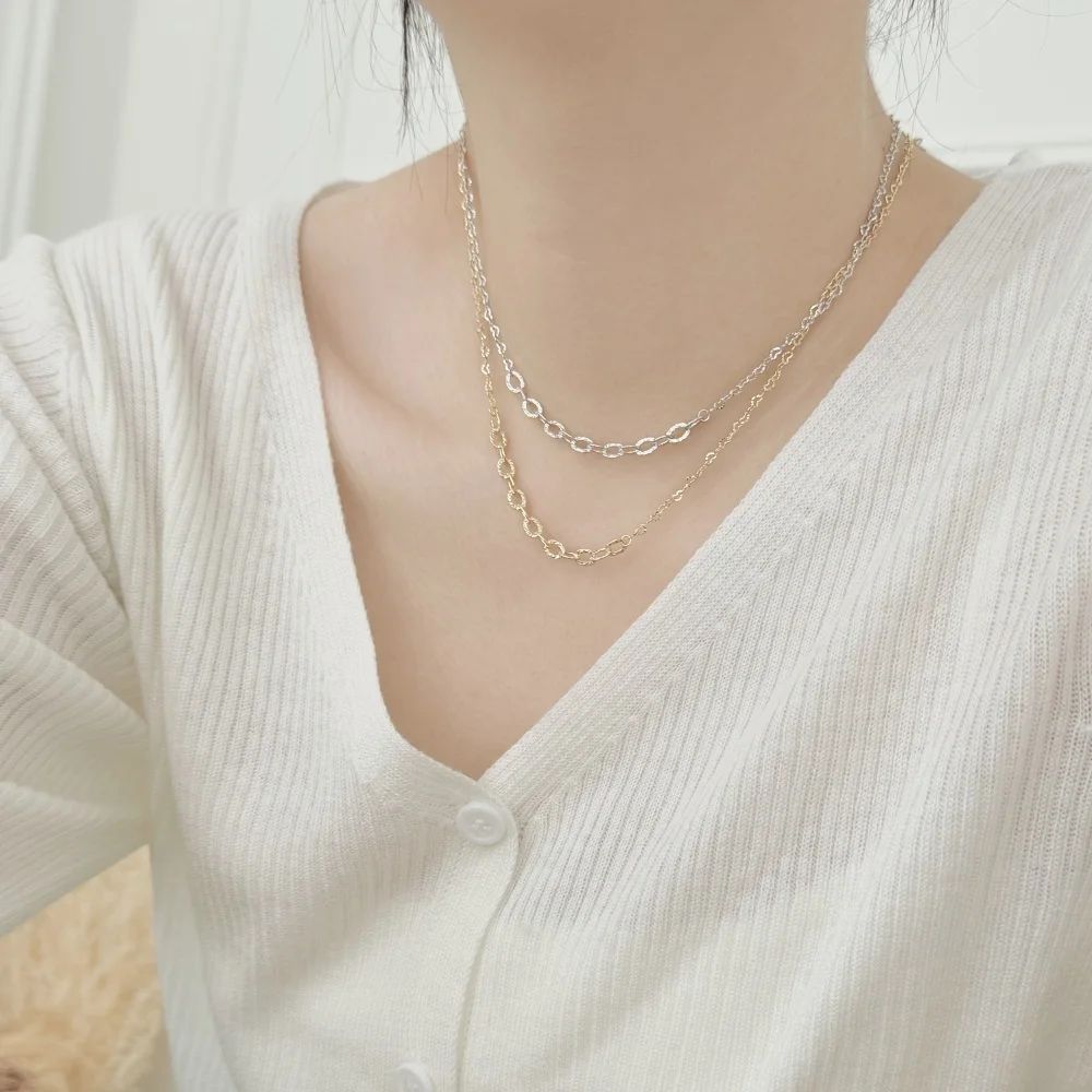 KAKODIY simple design 925 sterling silver rhodium 14K gold plated chain necklace for everyday wear detail 1