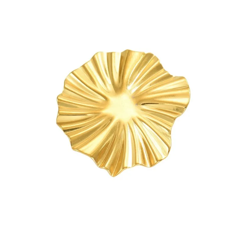 New Geometric Large Flower Accessory Glossy Pleated Hammer Pattern Design Trendy Sunflower Open Ring