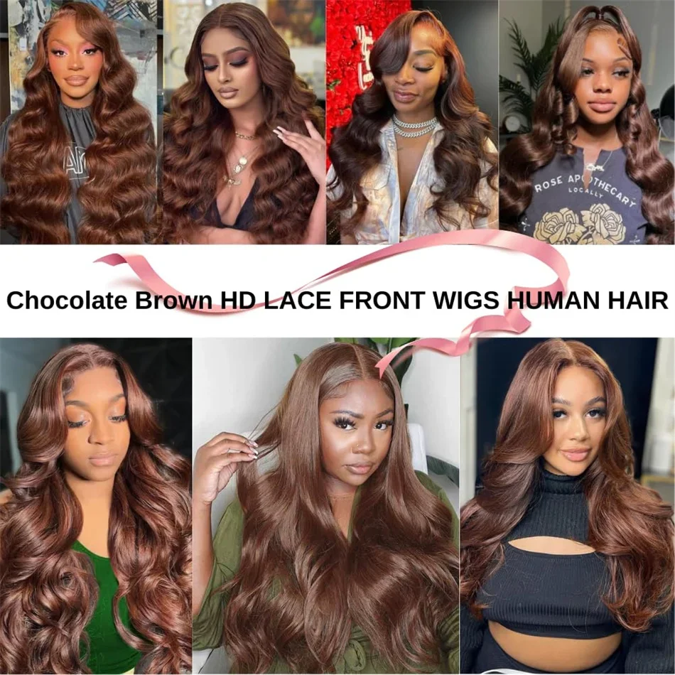 Parrucche per capelli umani con pizzo frontale e onda del corpo color cioccolato per le donne_voghion.com