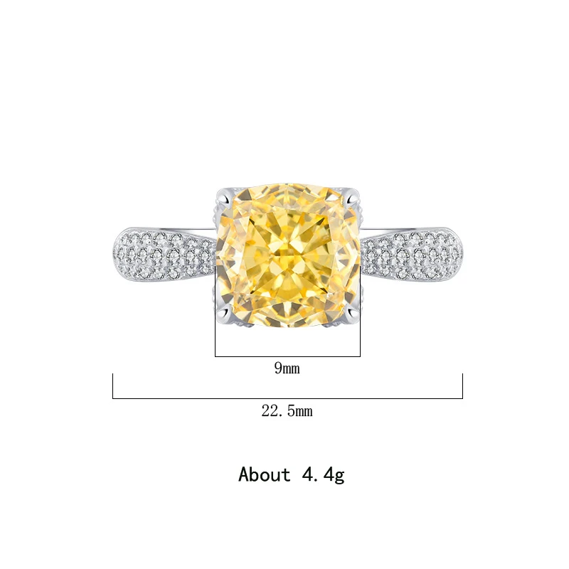 S925 Silver Engagement Ring with Main Stone 9*9 Simulated Padparadscha, Zircon Female Fine Jewelry for Women