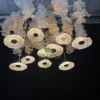 10 acrylic peony chandeliers golden warm light