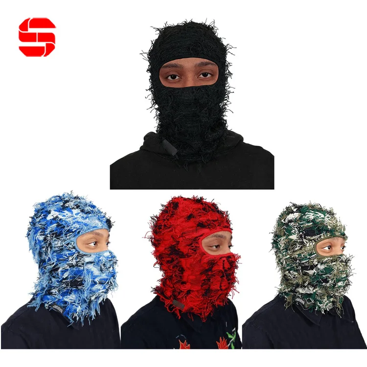 Wholesale Distressed Ski Mask Balaclava Face Knit Full Face Mask Cover