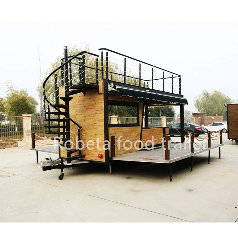 Coffee bar Cart Double Decker Mobile bar Truck Food Truck 20 Feet Food Truck with Ice Cream Machine Prefab Container Coffee Shop