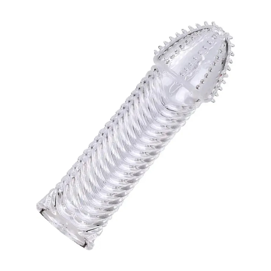 Reusable Lock Essence Crystal Penis Enlargement With Spike Dotted Penis Sleeve for Male Penis Sheath Condoms for Men