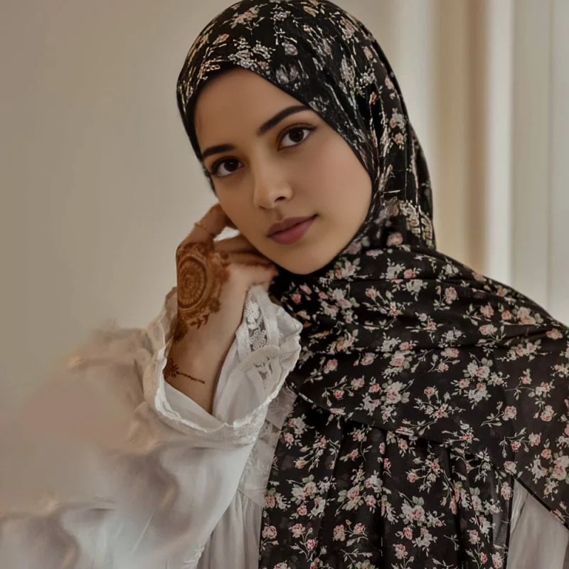 Hot Sell Arab Ladies Headscarf Muslim Women Floral Printed 