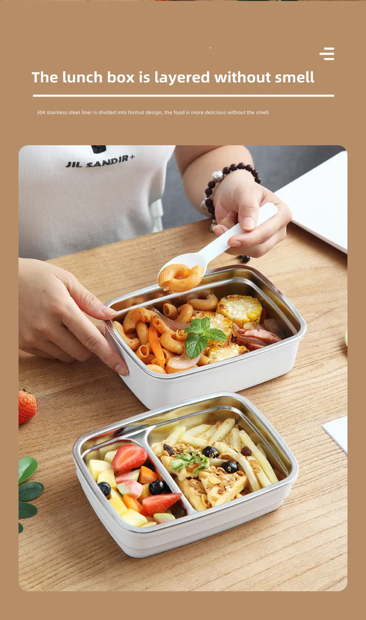 Wholesale 304 Stainless Steel Lunch Box Insulation Student Canteen 