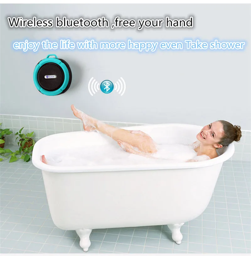 C6 Bluetooth Speaker Wireless TF Card Handsfree Suction Cup Portable Music USB IPX6 Waterproof Speaker - ANKUX.COM