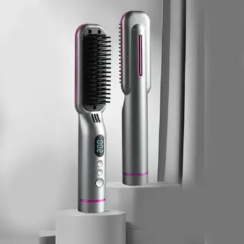 Hair straightener comb Electric negative ion ceramic flat brush LED display portable flat brush negative ion flat comb