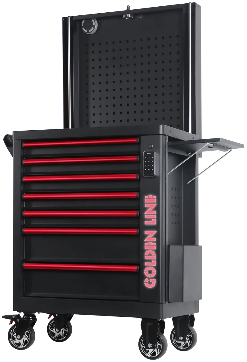 Digital Lock Tool Cabinet Tool Trolley With Side Tray and Bluetooth Speaker