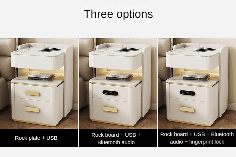 Intelligent Solid Wooden Bedside Table With Large Capacity And Storage