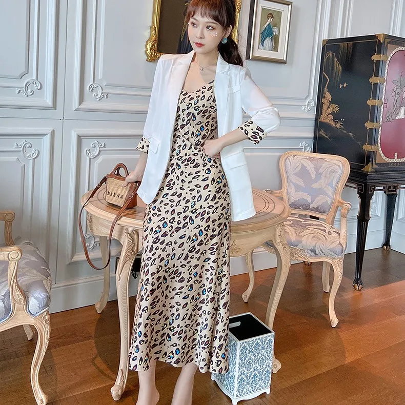 satin dress with blazer outfit Le Fashion: How to Wear a Silk Slip Dress Through Fall
