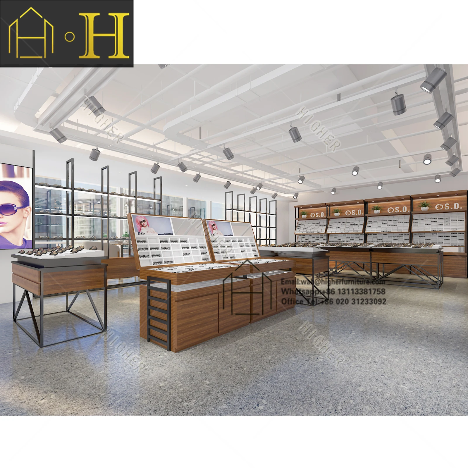 Shop Layout Display Custom Optical Shop Design - Spectacle Display Counter