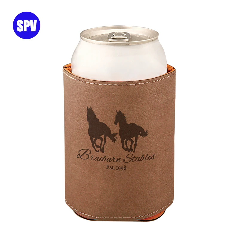 Laserable 인조 가죽 결혼식 호의 12oz 슬림 소다 음료 캔 맥주 Koozies 병 슬리브 사용자 정의 절연 스키니 맥주 캔 쿨러 공급 업체