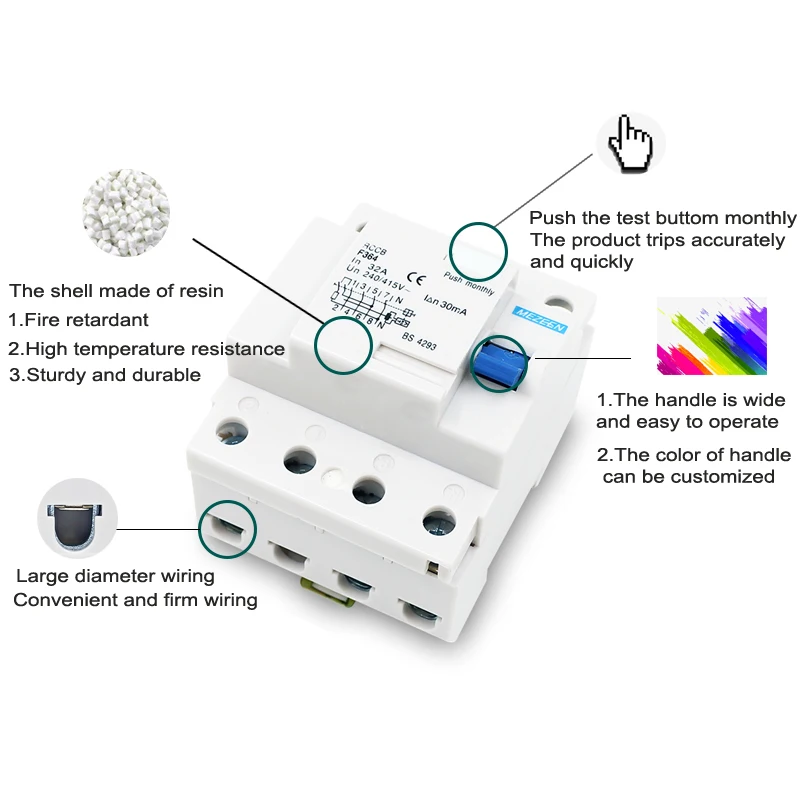 Screw Type Earth Leakage Protection Circuit Breaker 3P+N 240V 380V