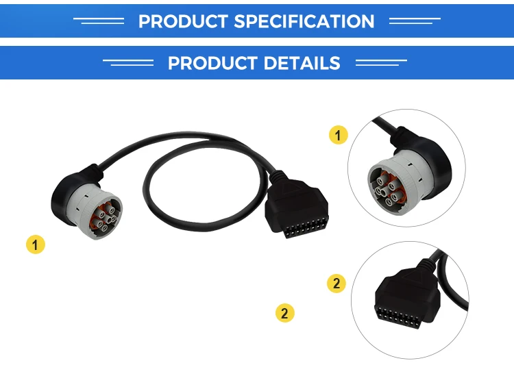 product custom cables male to right angle j1708 bus j1962 connector obd 2 obd ii adapter cable wiring harness for car-3