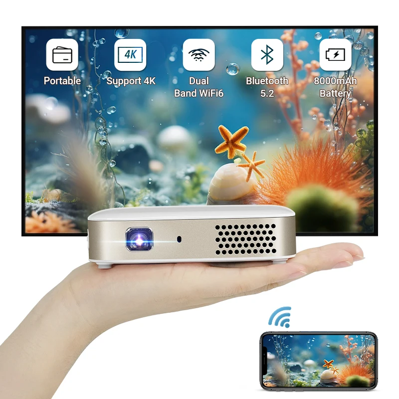 Hotack  D061 Smart Android TV Projecteur HD 720P Home Theater Video Proyector Portable Mini Outdoor Projector