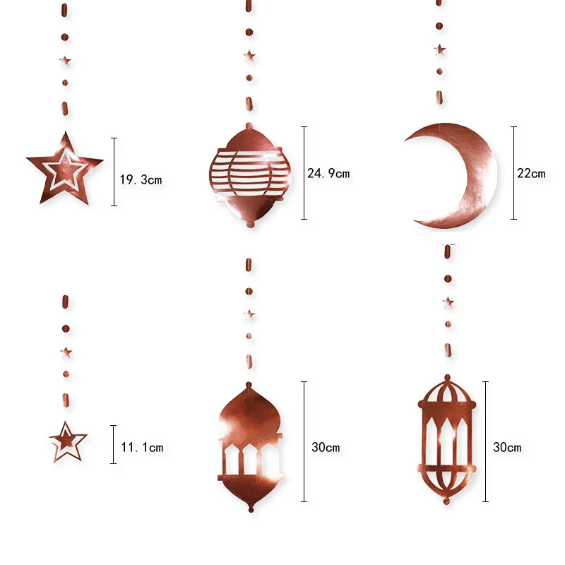 Iridescent Star Moon Lantern Garland Holographic EID Decoration Home ...