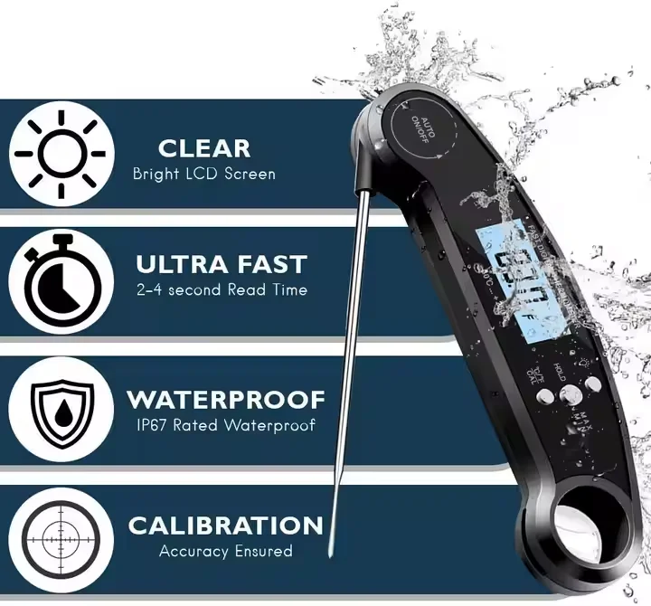 Household Instant Read Electronic Temperature Foldable Digital BBQ Meat Grill Cooking Food Thermometer for Kitchen Use